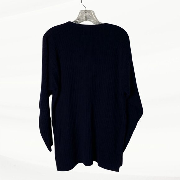 J. Crew Ribbed Navy Crewneck, Long Sleeve Pullover, Size XL - Picture 7 of 10